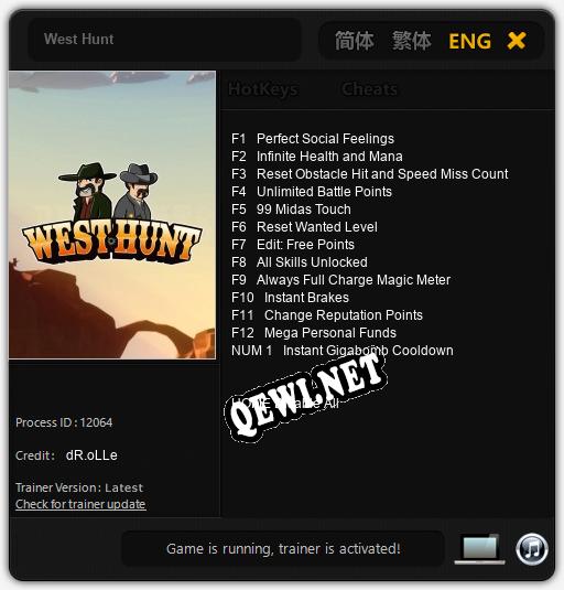 Трейнер для West Hunt [v1.0.8]