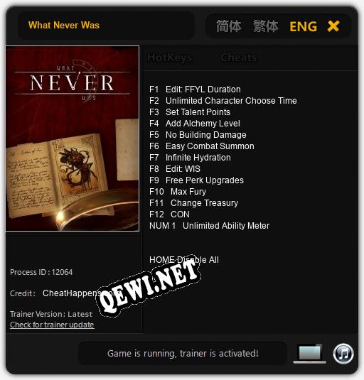 What Never Was: ТРЕЙНЕР И ЧИТЫ (V1.0.36)