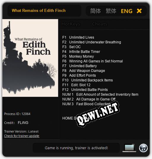 Трейнер для What Remains of Edith Finch [v1.0.8]