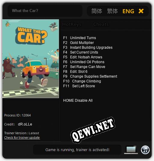 Трейнер для What the Car? [v1.0.6]