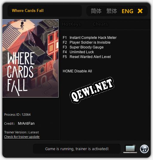 Where Cards Fall: ТРЕЙНЕР И ЧИТЫ (V1.0.54)