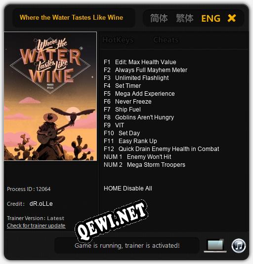 Where the Water Tastes Like Wine: Трейнер +14 [v1.3]