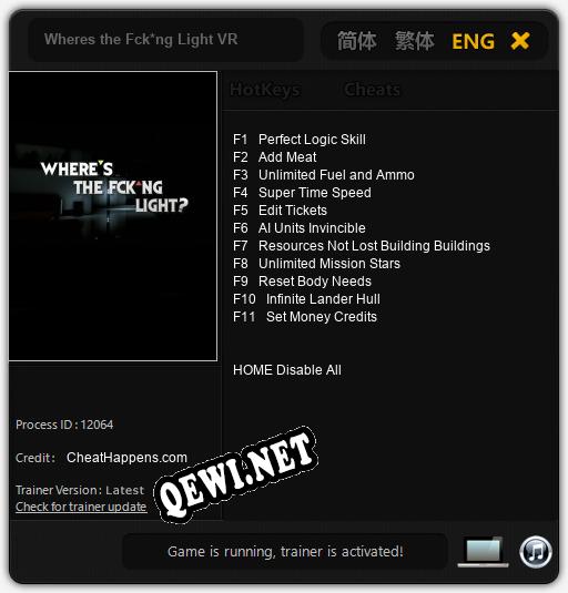 Трейнер для Wheres the Fck*ng Light VR [v1.0.8]