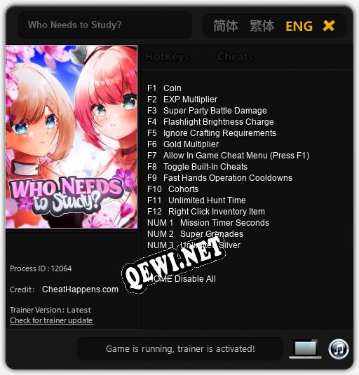 Who Needs to Study?: Трейнер +15 [v1.1]
