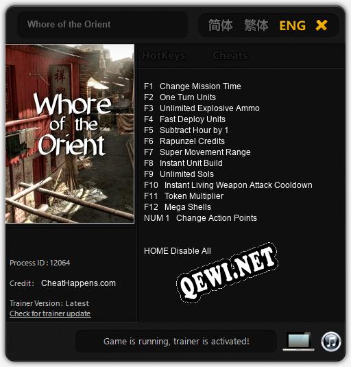 Whore of the Orient: ТРЕЙНЕР И ЧИТЫ (V1.0.50)