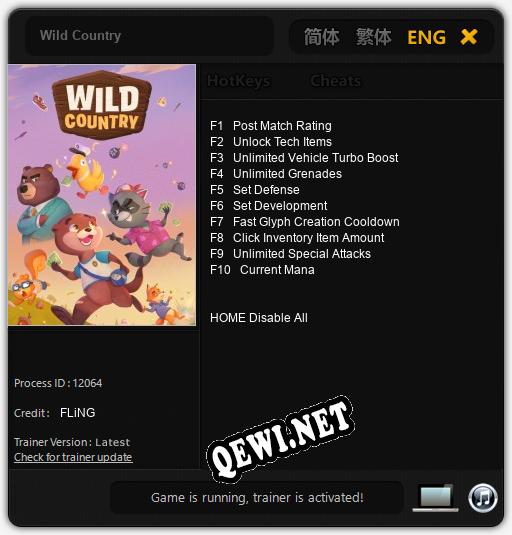 Wild Country: Трейнер +10 [v1.7]