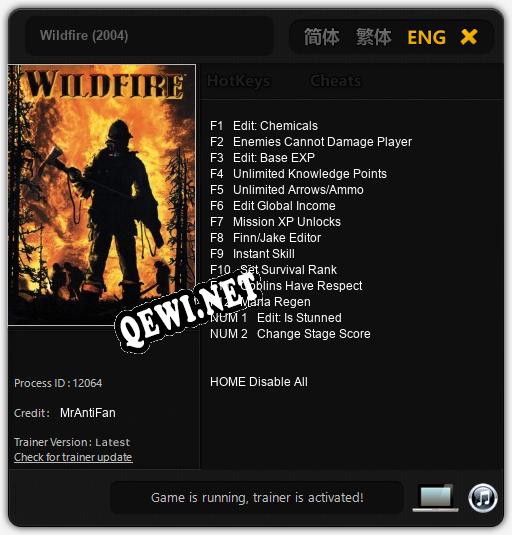 Трейнер для Wildfire (2004) [v1.0.4]