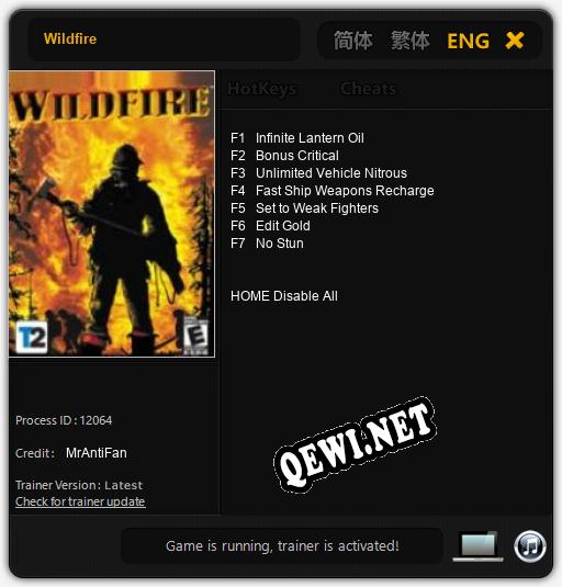 Wildfire: Трейнер +7 [v1.5]