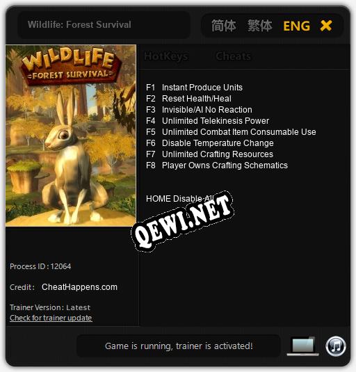 Трейнер для Wildlife: Forest Survival [v1.0.2]