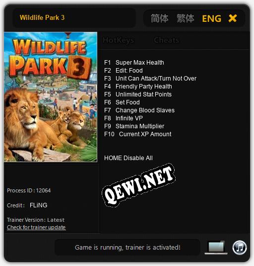 Трейнер для Wildlife Park 3 [v1.0.4]