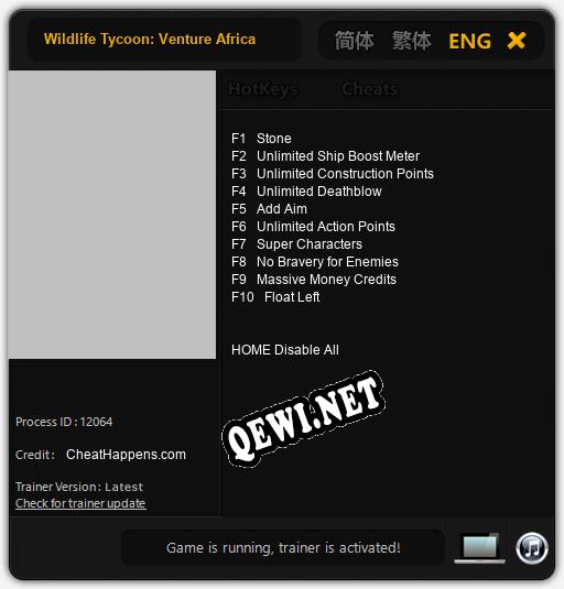 Трейнер для Wildlife Tycoon: Venture Africa [v1.0.4]