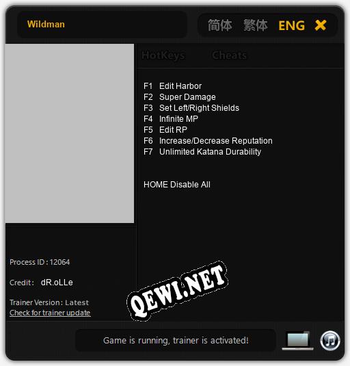 Трейнер для Wildman [v1.0.3]