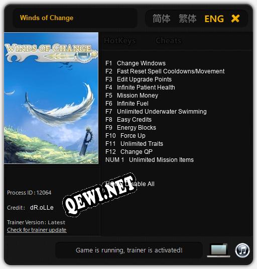 Winds of Change: Трейнер +13 [v1.1]