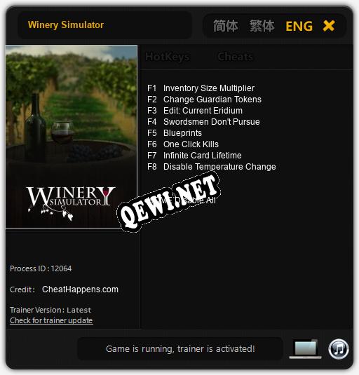 Winery Simulator: Читы, Трейнер +8 [CheatHappens.com]