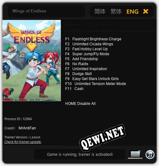 Wings of Endless: Трейнер +11 [v1.9]