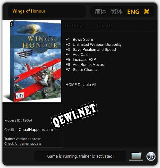 Wings of Honour: Трейнер +7 [v1.4]
