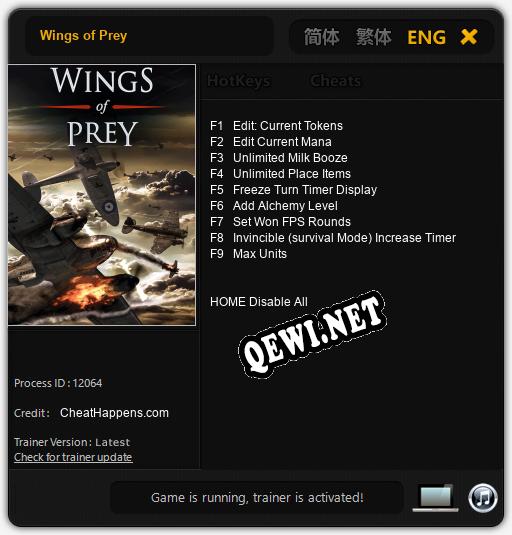Wings of Prey: Трейнер +9 [v1.8]