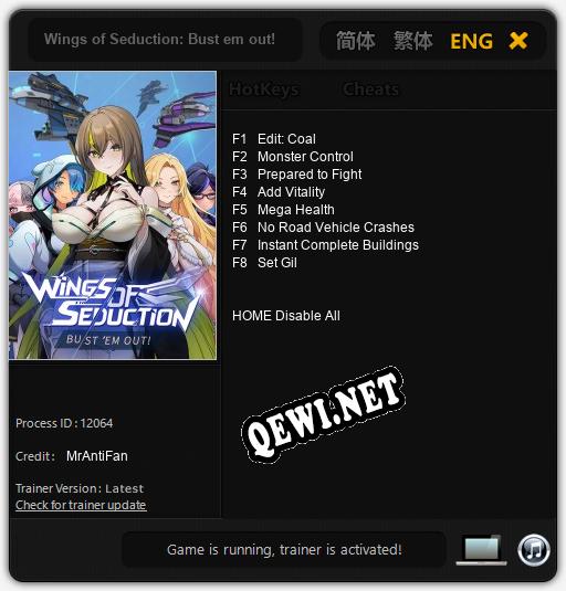 Wings of Seduction: Bust em out!: Трейнер +8 [v1.5]