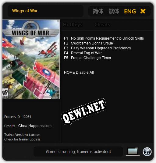 Wings of War: ТРЕЙНЕР И ЧИТЫ (V1.0.38)