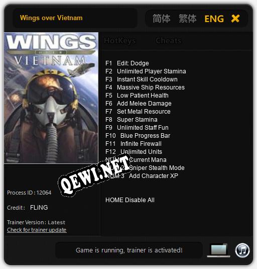 Wings over Vietnam: ТРЕЙНЕР И ЧИТЫ (V1.0.57)