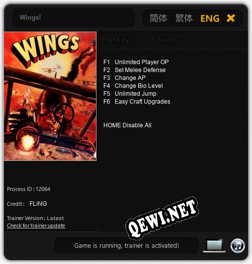 Трейнер для Wings! [v1.0.2]