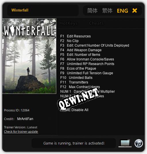 Трейнер для Winterfall [v1.0.4]