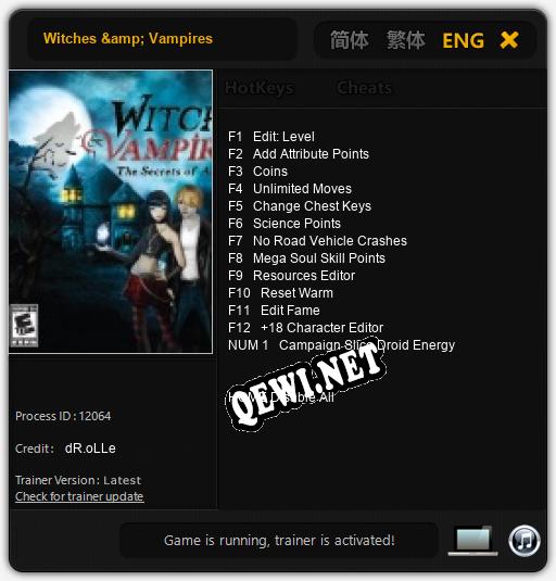 Witches & Vampires: Трейнер +13 [v1.7]