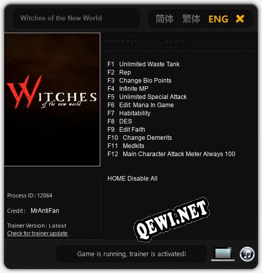 Witches of the New World: Трейнер +12 [v1.1]
