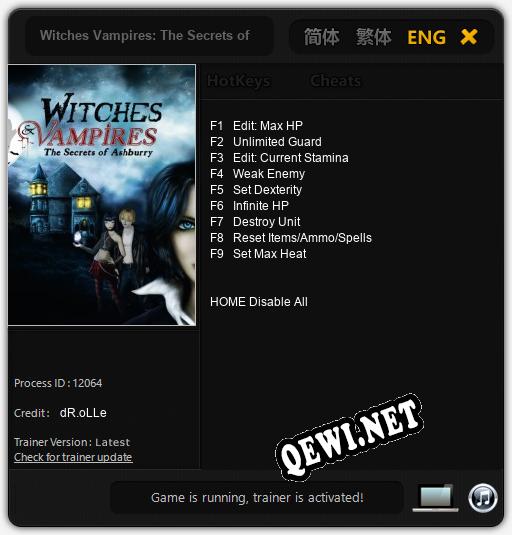 Трейнер для Witches Vampires: The Secrets of Ashburry [v1.0.1]
