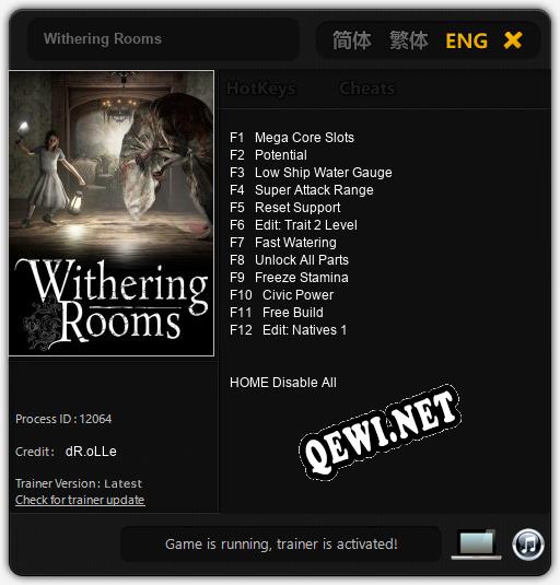 Withering Rooms: ТРЕЙНЕР И ЧИТЫ (V1.0.94)