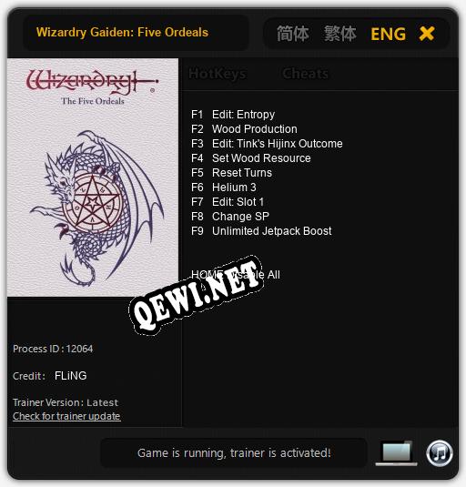 Wizardry Gaiden: Five Ordeals: Читы, Трейнер +9 [FLiNG]