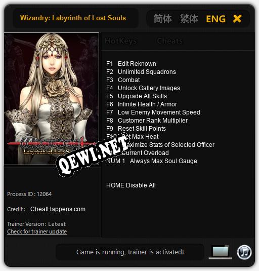 Wizardry: Labyrinth of Lost Souls: Трейнер +13 [v1.6]
