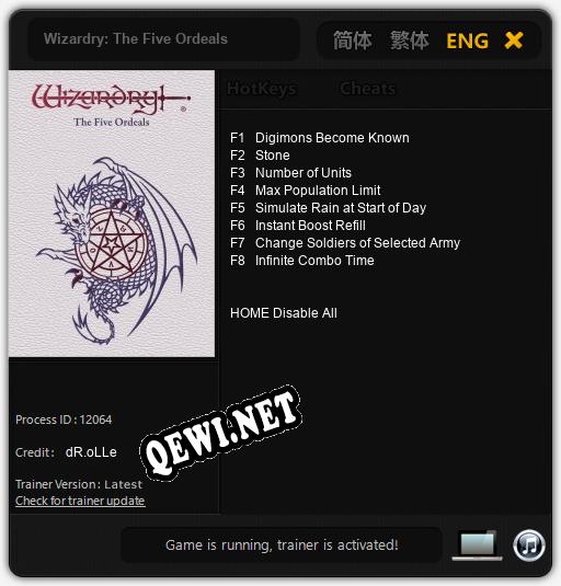 Wizardry: The Five Ordeals: Читы, Трейнер +8 [dR.oLLe]