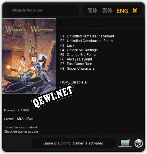 Wizards Warriors: Трейнер +8 [v1.1]