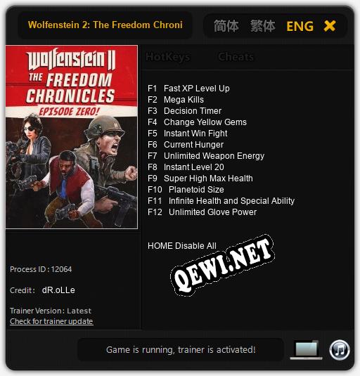 Трейнер для Wolfenstein 2: The Freedom Chronicles Episode Zero [v1.0.5]