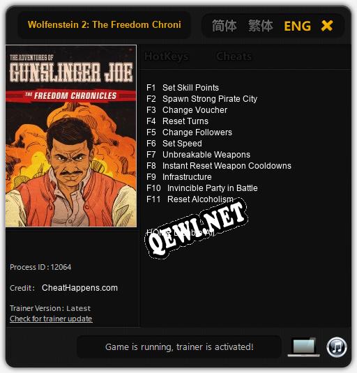 Трейнер для Wolfenstein 2: The Freedom Chronicles The Adventures of Gunslinger Joe [v1.0.6]