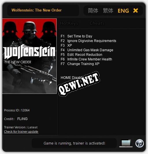 Трейнер для Wolfenstein: The New Order [v1.0.2]