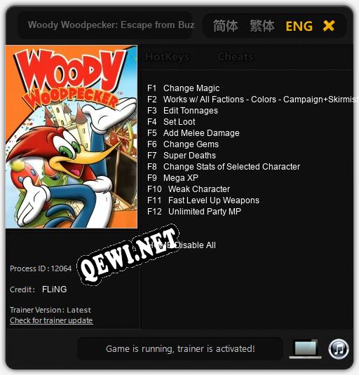 Woody Woodpecker: Escape from Buzz Buzzard Park: Трейнер +12 [v1.9]