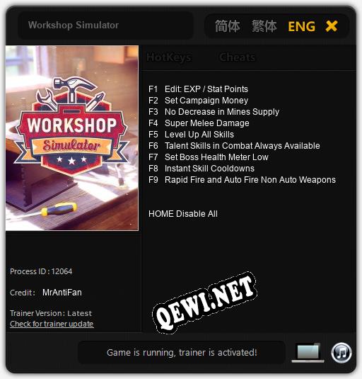 Workshop Simulator: Трейнер +9 [v1.3]