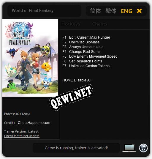 Трейнер для World of Final Fantasy [v1.0.1]