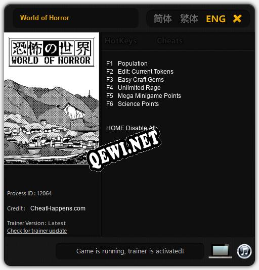 Трейнер для World of Horror [v1.0.2]