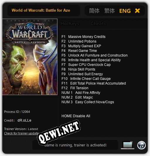 World of Warcraft: Battle for Azeroth: Читы, Трейнер +15 [dR.oLLe]