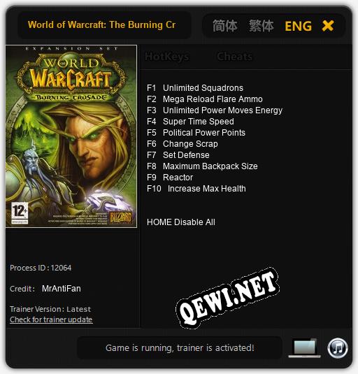 World of Warcraft: The Burning Crusade: Трейнер +10 [v1.4]