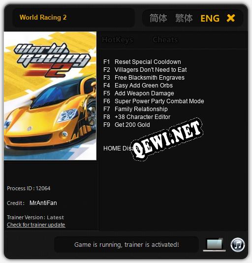 World Racing 2: Трейнер +9 [v1.4]