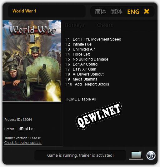 World War 1: ТРЕЙНЕР И ЧИТЫ (V1.0.80)