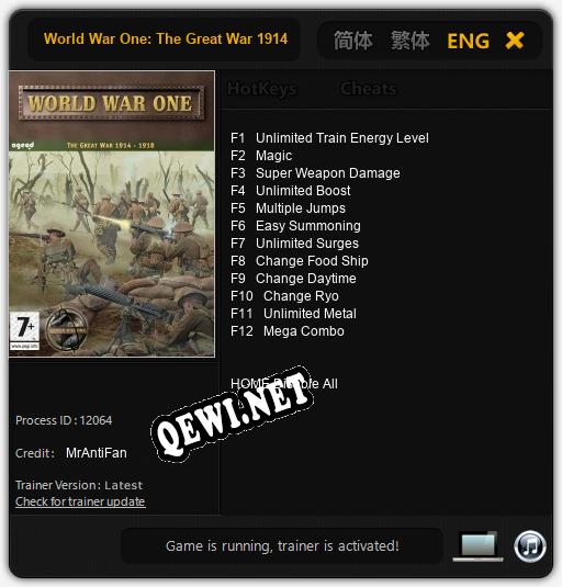 World War One: The Great War 1914-1918: Читы, Трейнер +12 [MrAntiFan]