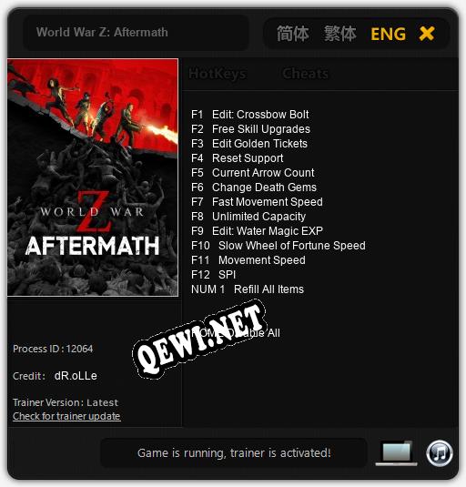 World War Z: Aftermath: ТРЕЙНЕР И ЧИТЫ (V1.0.21)
