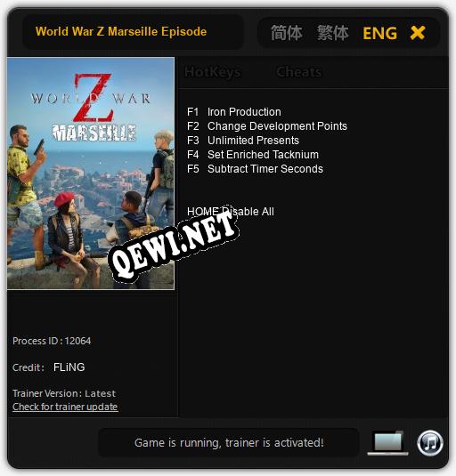 Трейнер для World War Z Marseille Episode [v1.0.6]