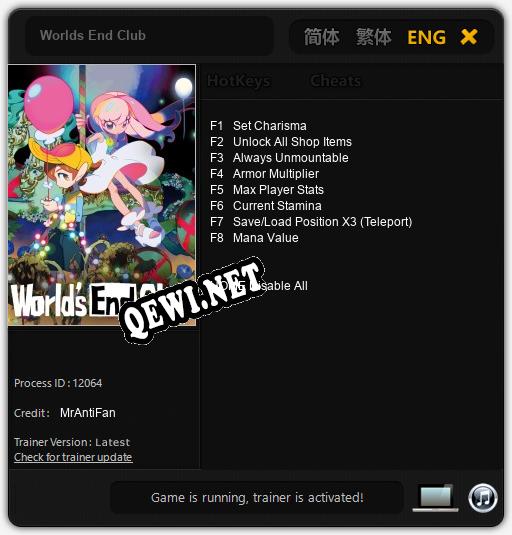 Worlds End Club: ТРЕЙНЕР И ЧИТЫ (V1.0.40)