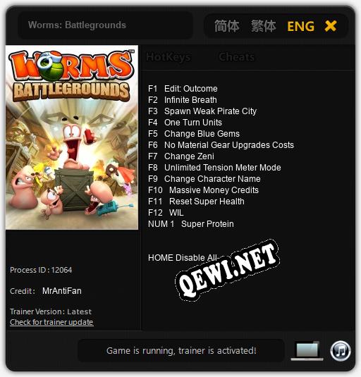 Трейнер для Worms: Battlegrounds [v1.0.2]